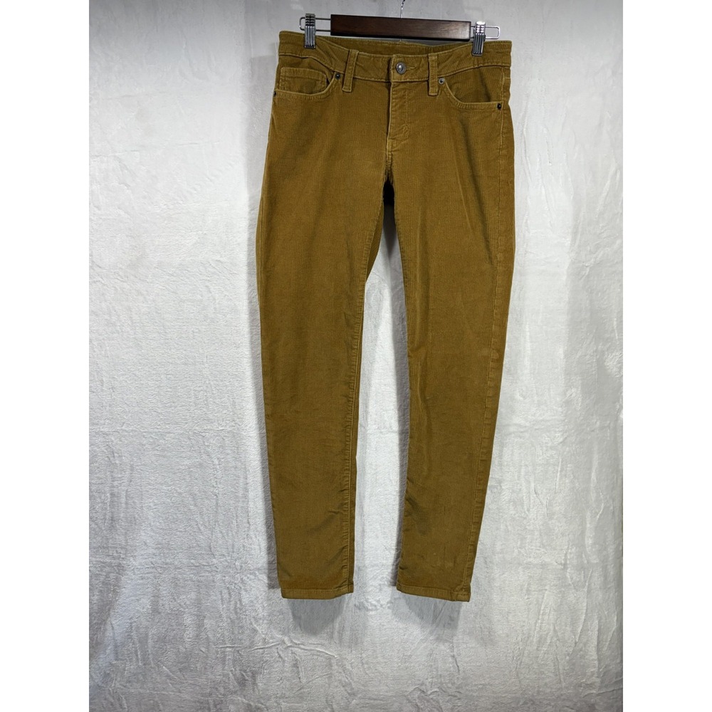 Patagonia Women 28 Organic Cotton Corduroy Pants Mustard Gold Slim Straight Leg